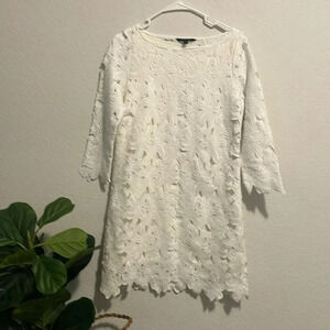 Felicity & Coco Small white laser cut lace mini dress